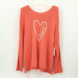 Madison + Hudson Knit Beach Sweater Womens Size 3X Coral Embroidered Boho